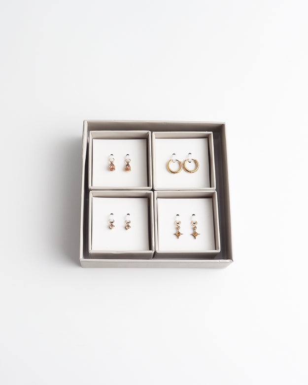 Birthstonebox - Boucles d’oreilles – Set – Acier inoxydable