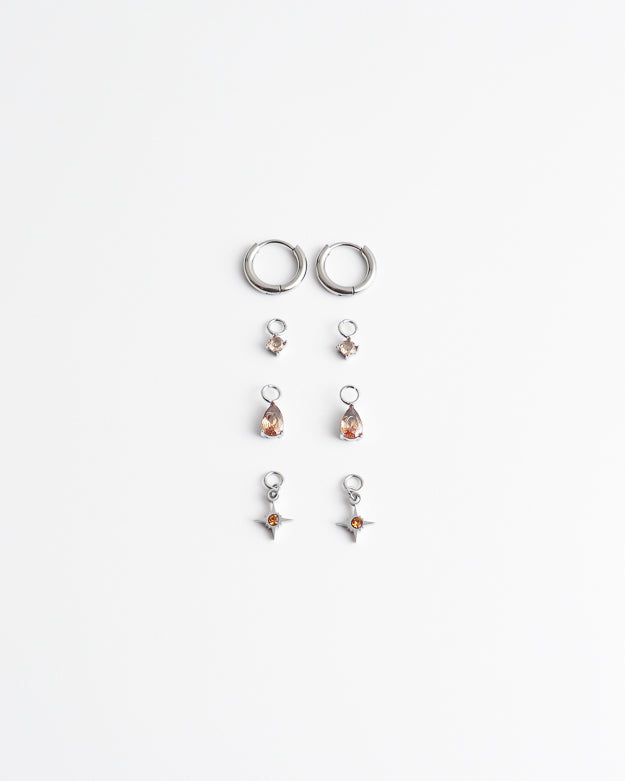 Birthstonebox - Boucles d’oreilles – Set – Acier inoxydable