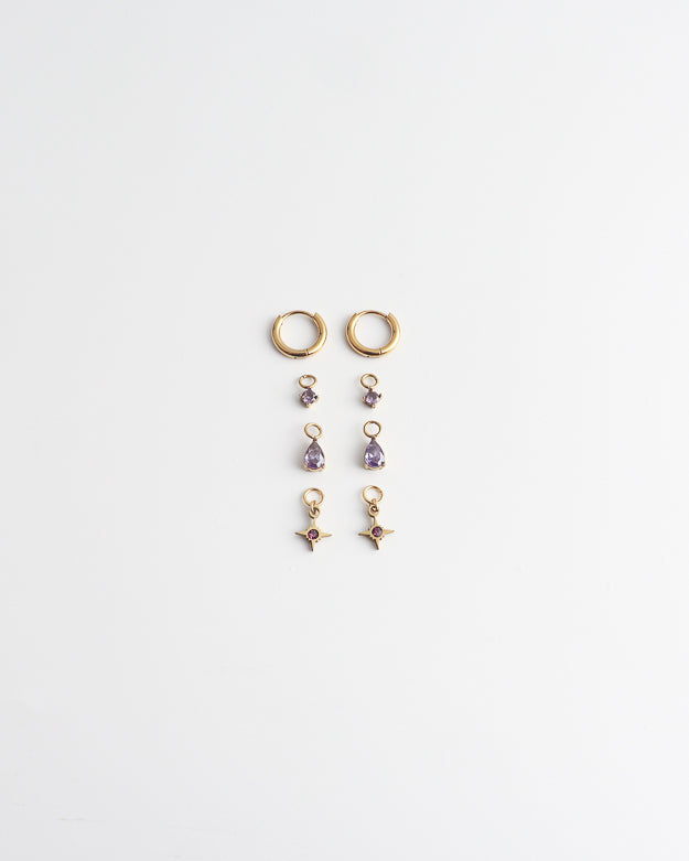 Birthstonebox - Boucles d’oreilles – Set – Acier inoxydable