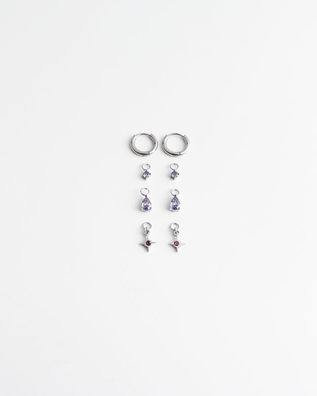 Birthstonebox - Boucles d’oreilles – Set – Acier inoxydable