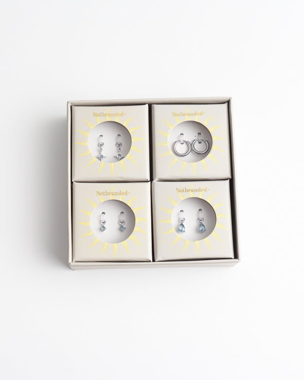 Birthstonebox - Boucles d’oreilles – Set – Acier inoxydable