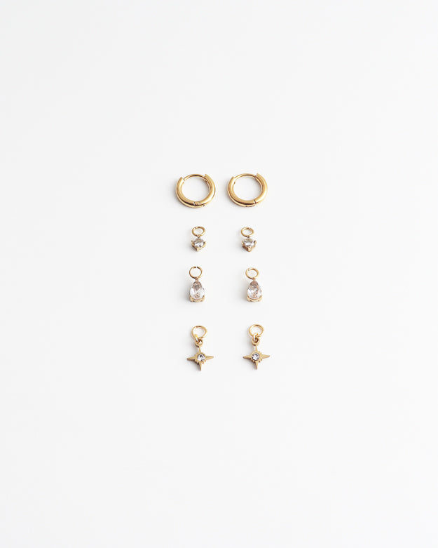 Birthstonebox - Boucles d’oreilles – Set – Acier inoxydable