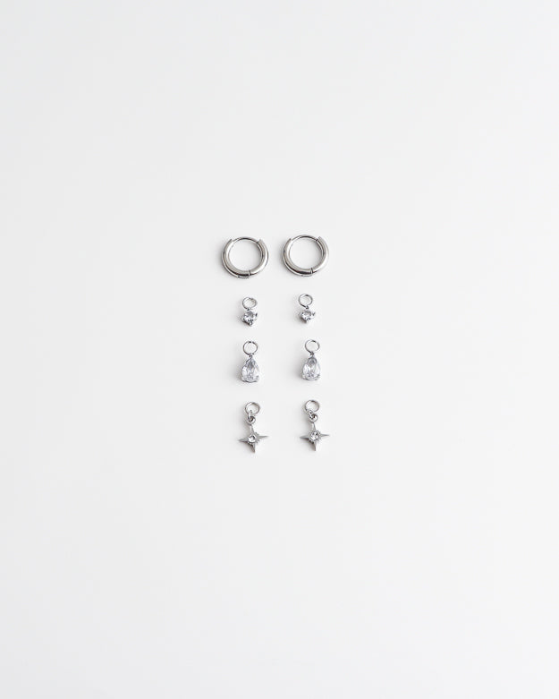 Birthstonebox - Boucles d’oreilles – Set – Acier inoxydable