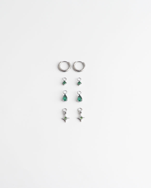 Birthstonebox - Boucles d’oreilles – Set – Acier inoxydable