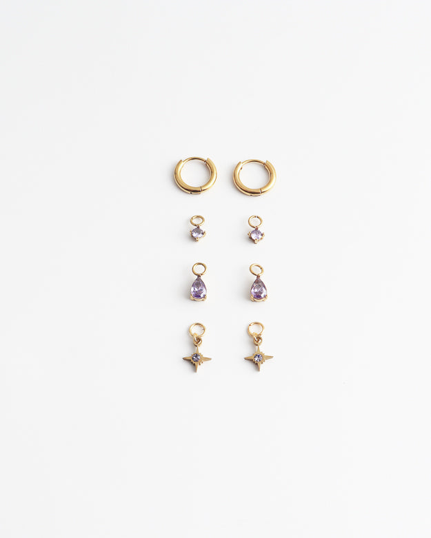Birthstonebox - Boucles d’oreilles – Set – Acier inoxydable