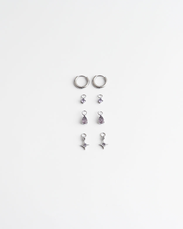 Birthstonebox - Boucles d’oreilles – Set – Acier inoxydable