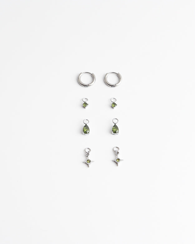 Birthstonebox - Boucles d’oreilles – Set – Acier inoxydable