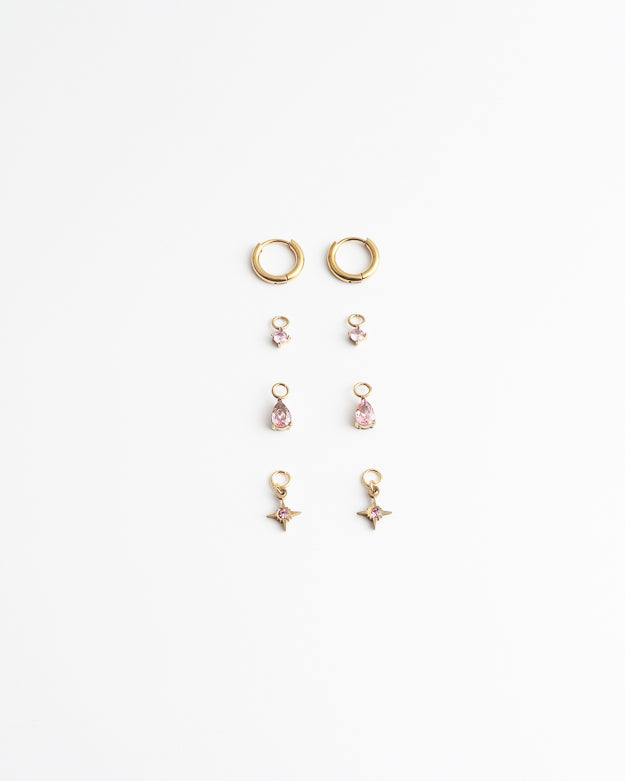 Birthstonebox - Boucles d’oreilles – Set – Acier inoxydable