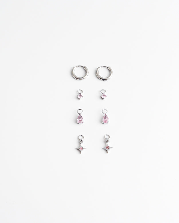 Birthstonebox - Boucles d’oreilles – Set – Acier inoxydable