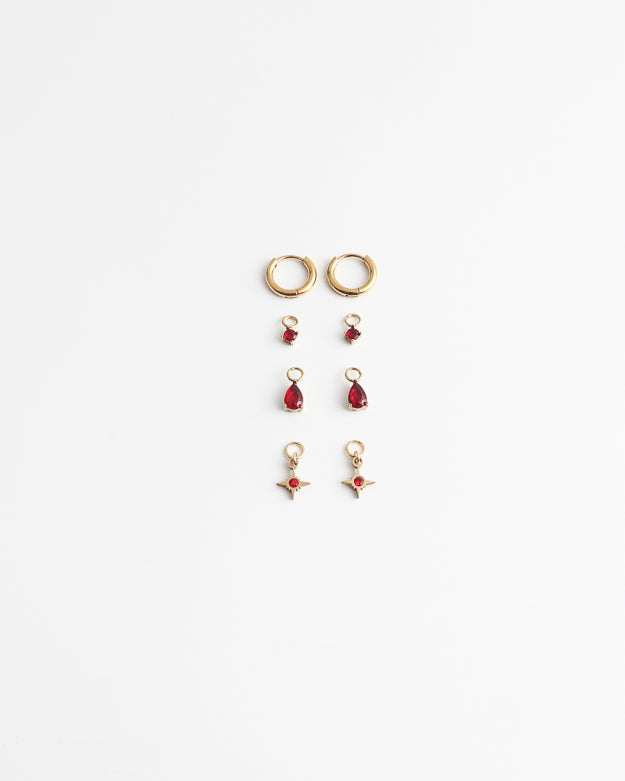 Birthstonebox - Boucles d’oreilles – Set – Acier inoxydable
