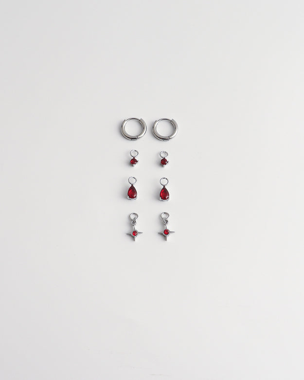 Birthstonebox - Boucles d’oreilles – Set – Acier inoxydable