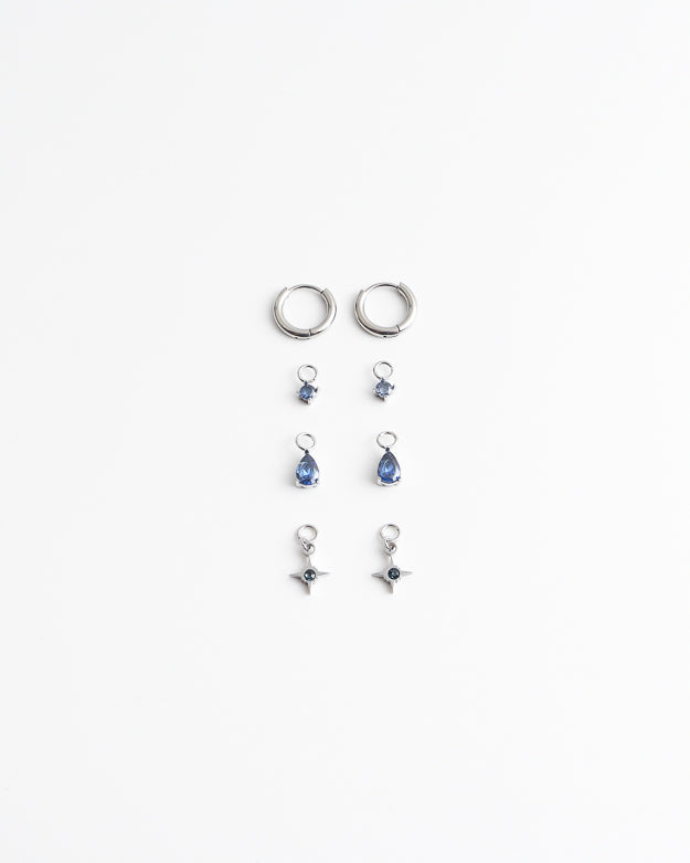 Birthstonebox - Boucles d’oreilles – Set – Acier inoxydable