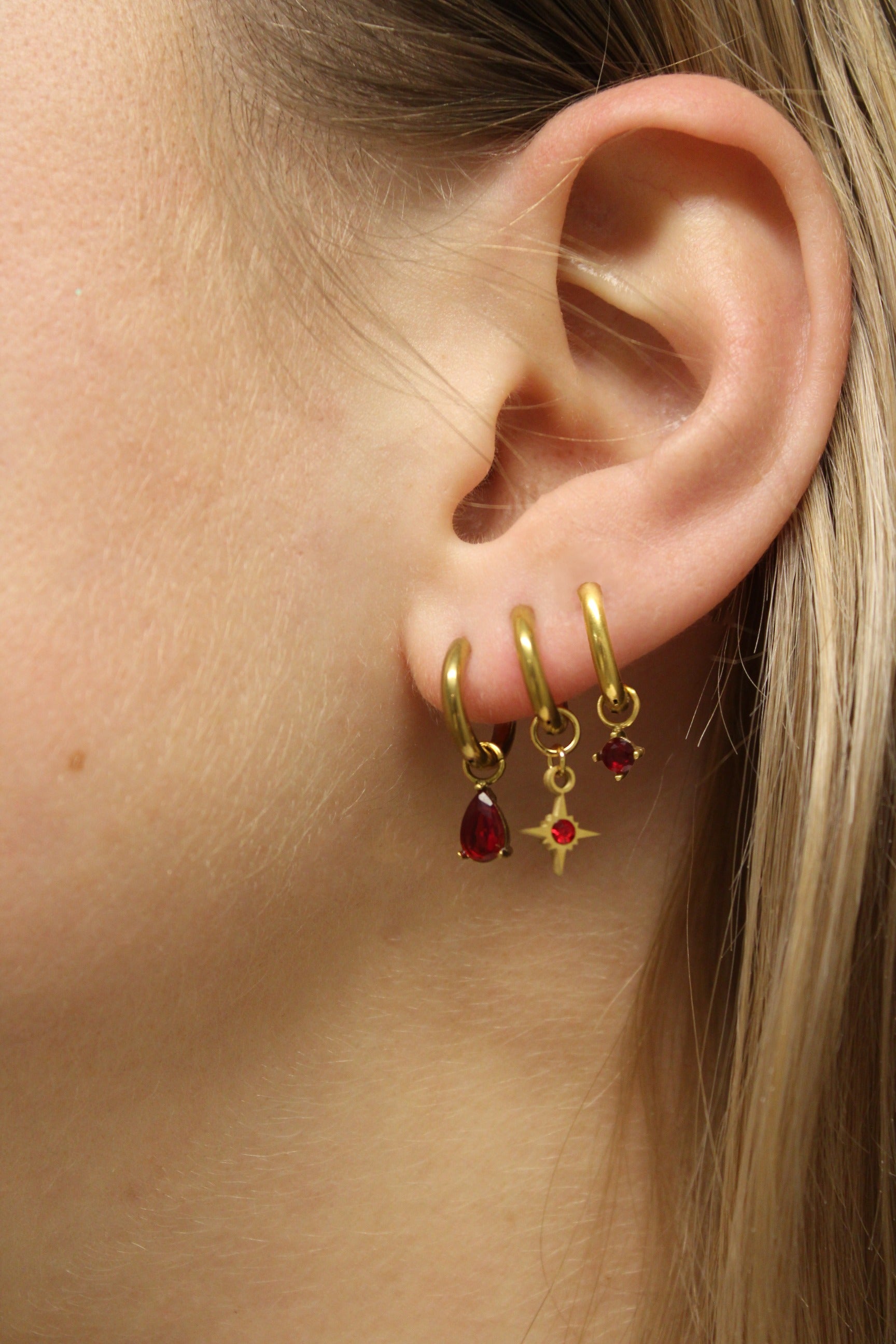 Birthstonebox - Boucles d’oreilles – Set – Acier inoxydable