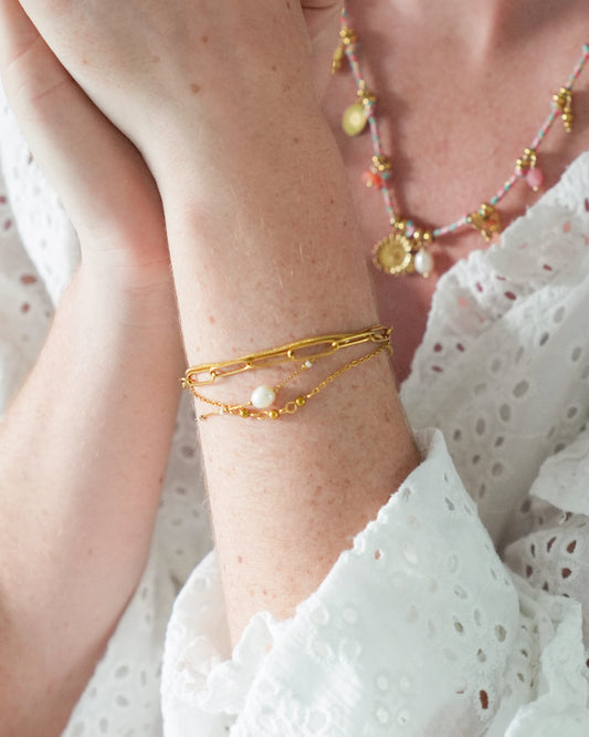 Eloise - Bracelet - Pierre naturelle - 4 couches - Acier inoxydable