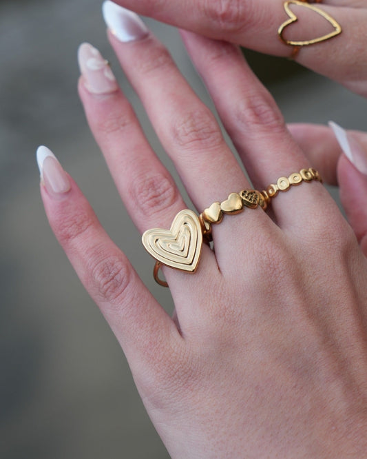 Groovy Heart - Bague - Acier inoxydable - Ajustable