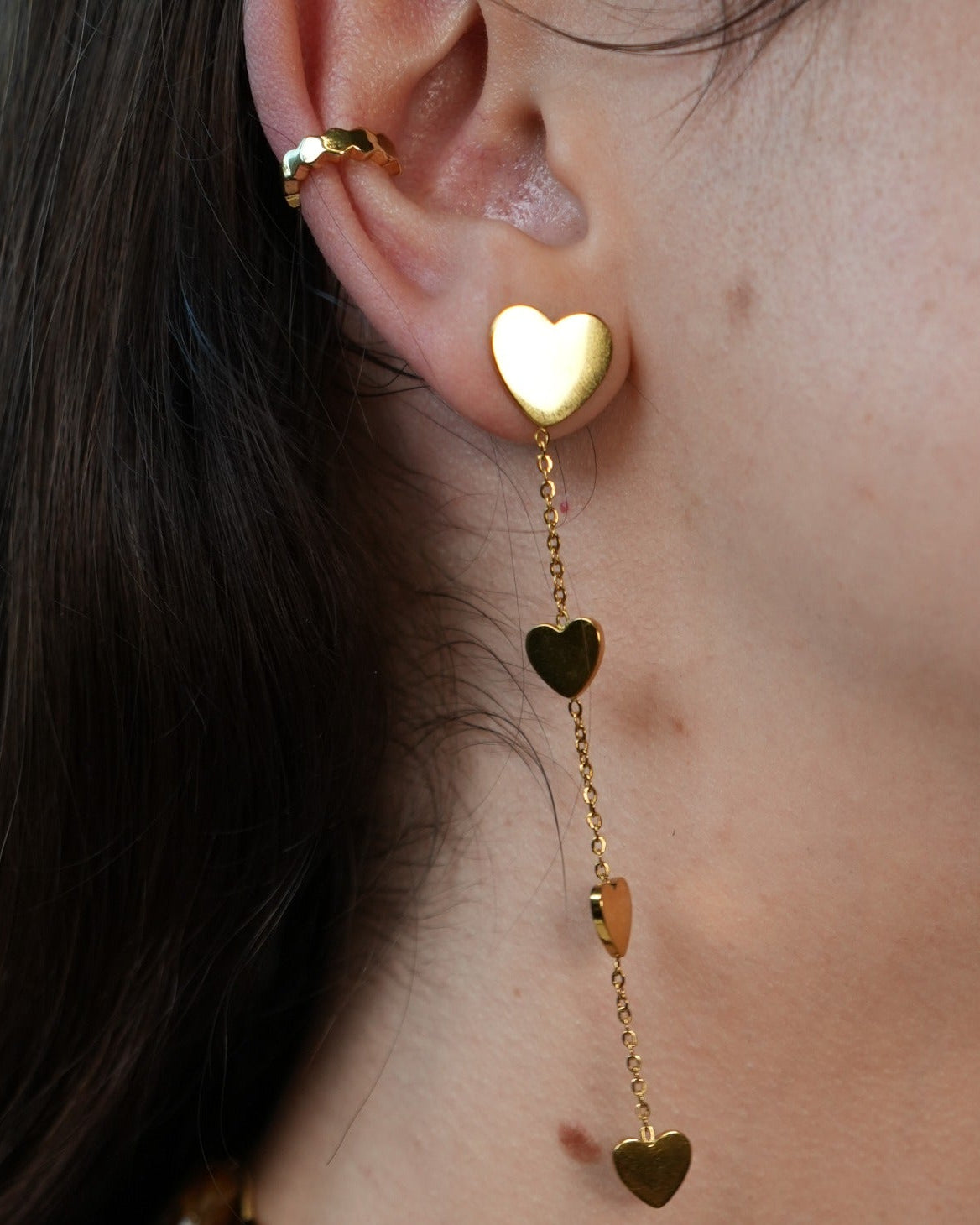 lange oorbellen met 4 hartjes