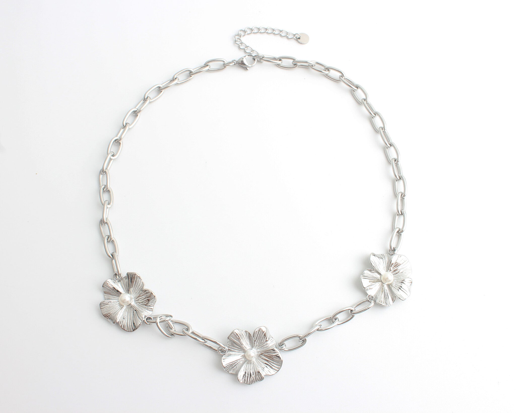 Three Flowers - Collar - Acero inoxidable