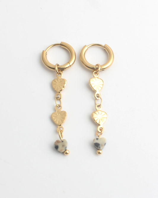 Hearts - Pendientes - Piedra natural - Acero inoxidable