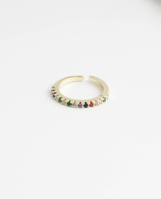 Multicolor Strass - Ring - Edelstahl - verstellbar
