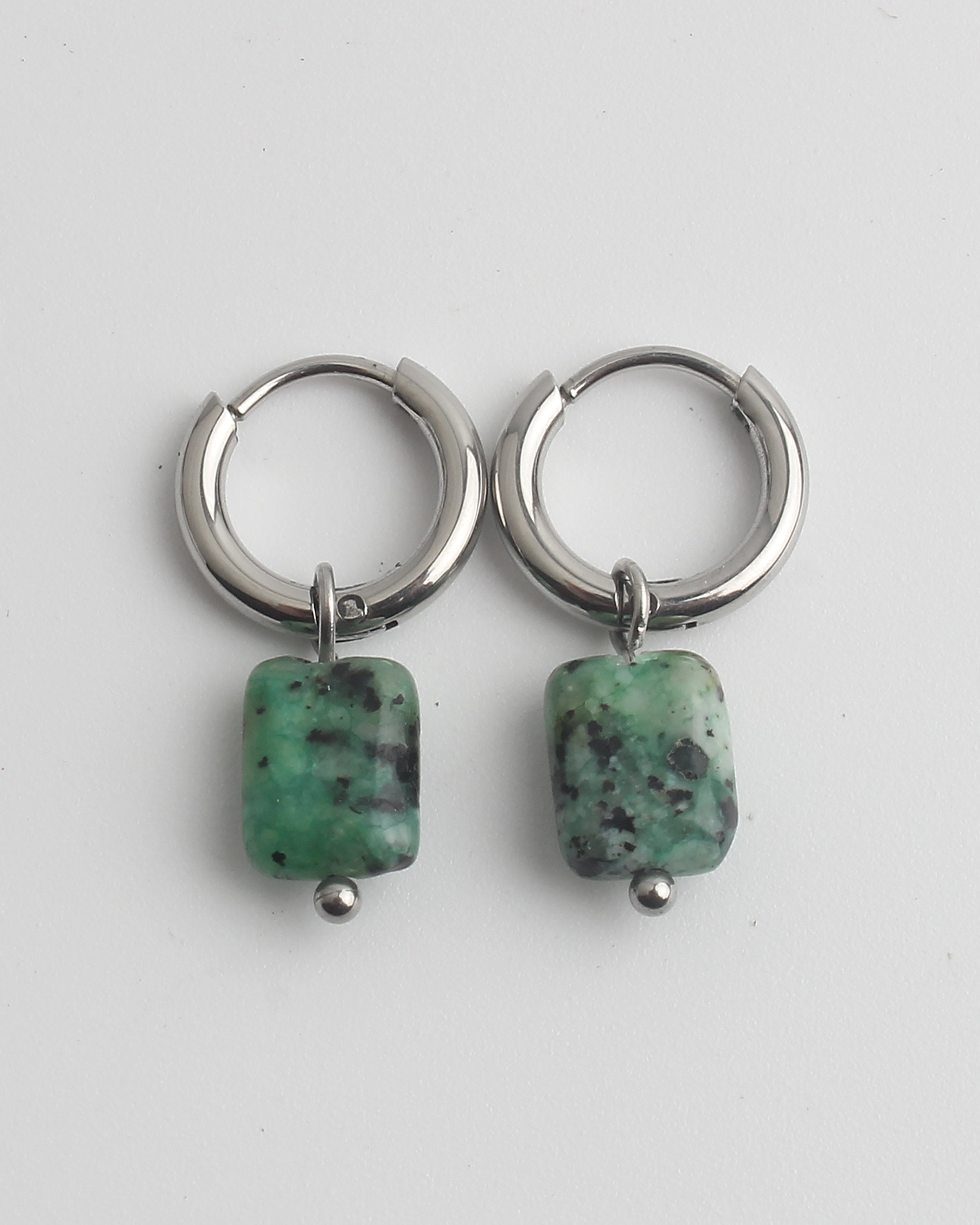 Pietra quadrata - Orecchini -  Pietra naturale - Acciaio inossidabile