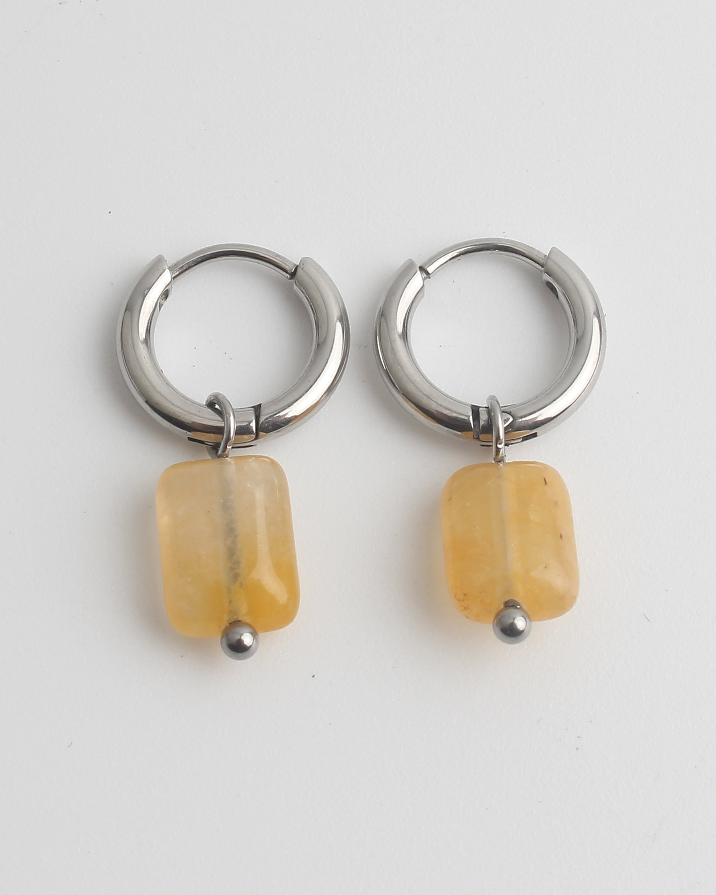 Pietra quadrata - Orecchini -  Pietra naturale - Acciaio inossidabile