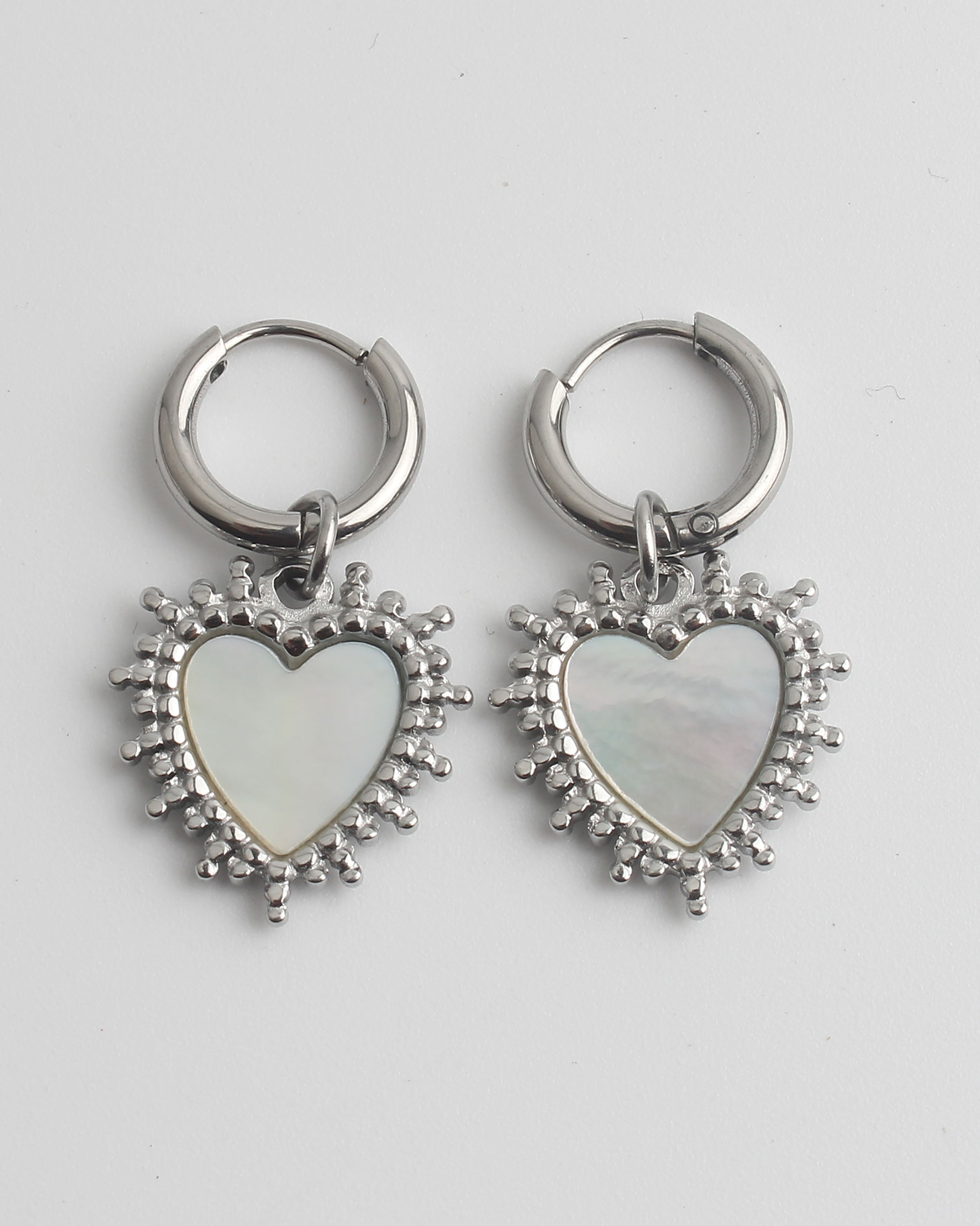 Big Shell Heart - Pendientes - Acero inoxidable