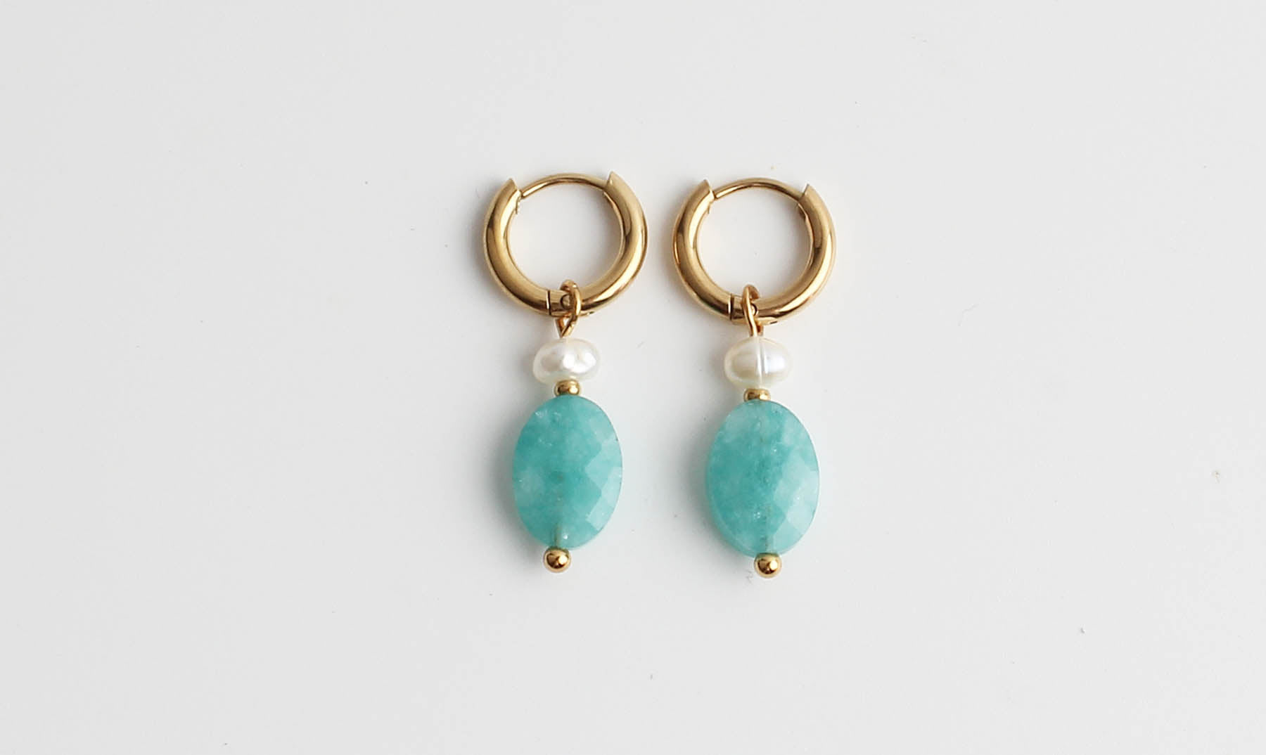 Stein & Perle - Ohrringe - Edelstahl - Naturstein