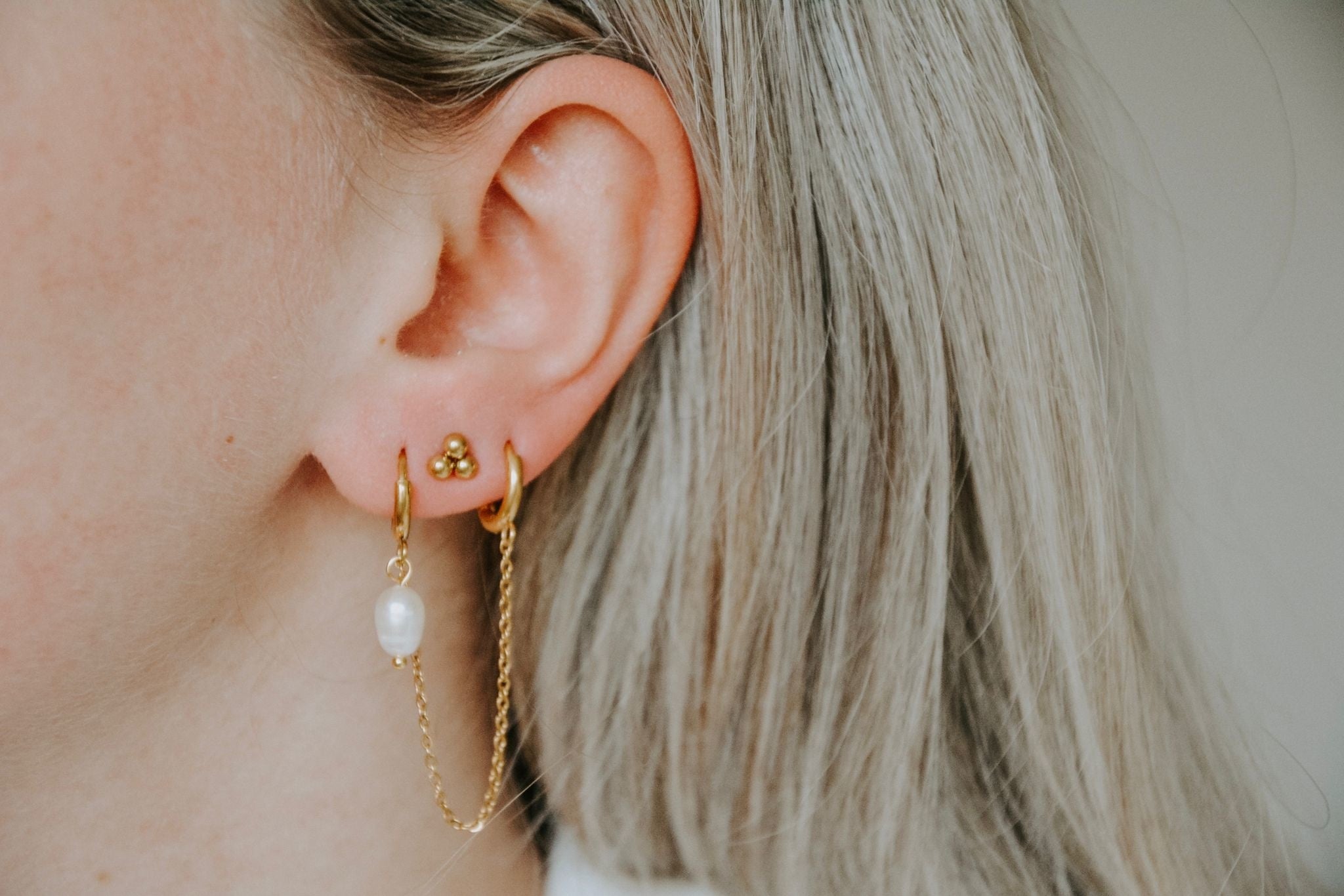 Natural stone - Boucle d'oreille double - Acier inoxydable