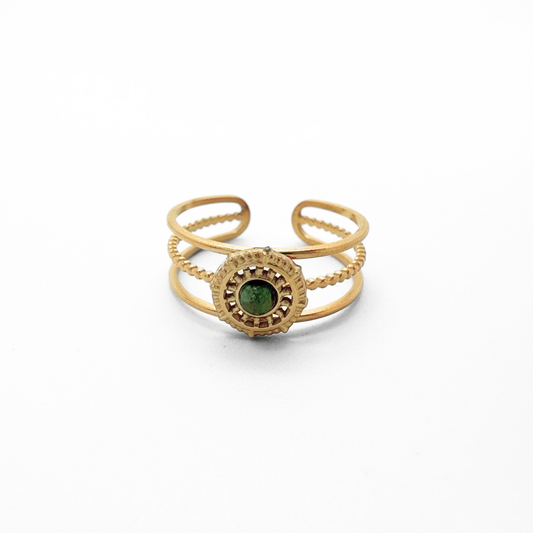 Francis - Ring - Natural Stone - Stainless Steel - Adjustable