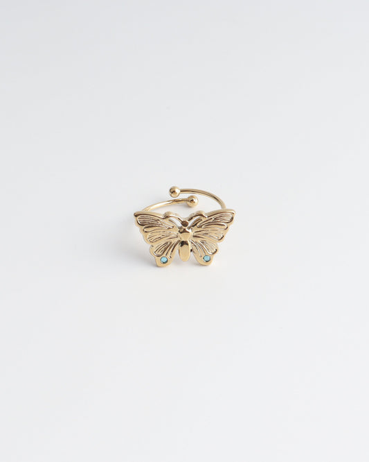 Butterfly - Bague - Acier inoxydable - Ajustable