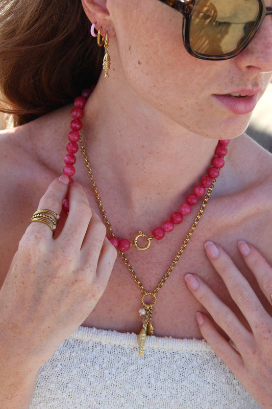 Michelle - Anillo - Piedra natural - Acero inoxidable - Ajustable