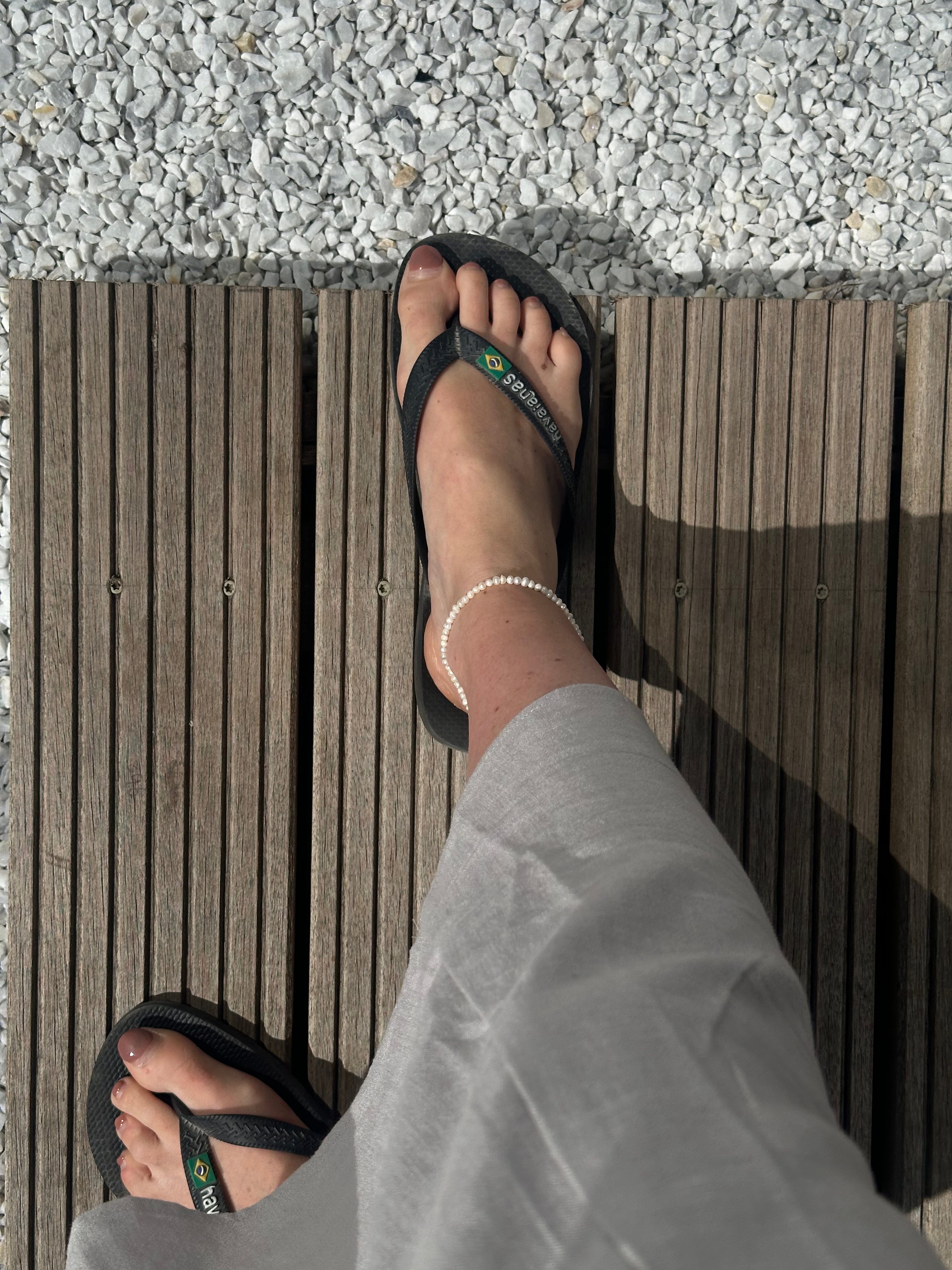 100% Real Fresh Water Pearl - Fusskettchen - Edelstahl