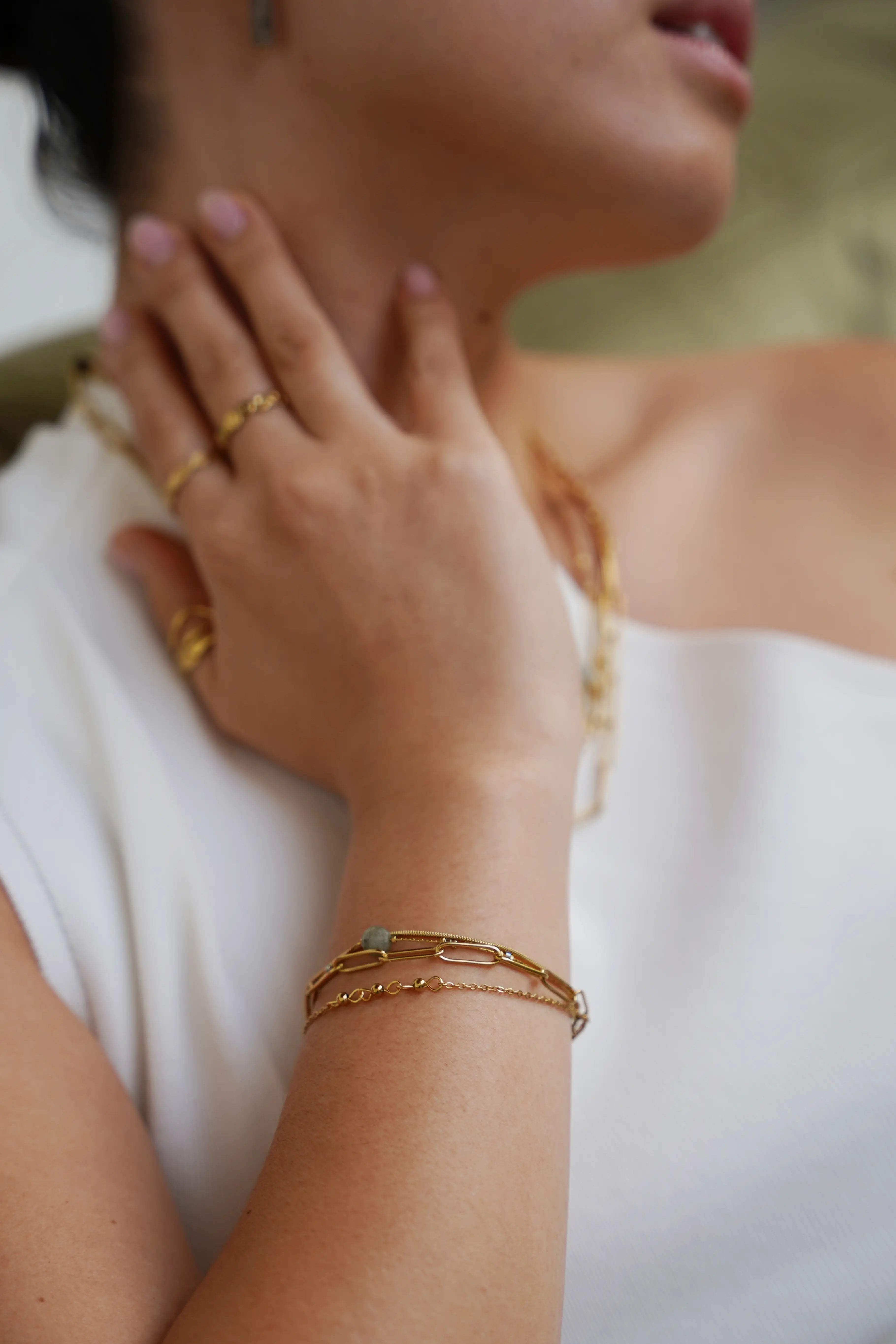 Eloise - Bracelet - Natural Stone - 4 Layer - Stainless Steel