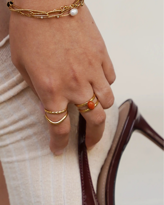 Suzi - Anillo - Piedra natural - Acero inoxidable - Ajustable