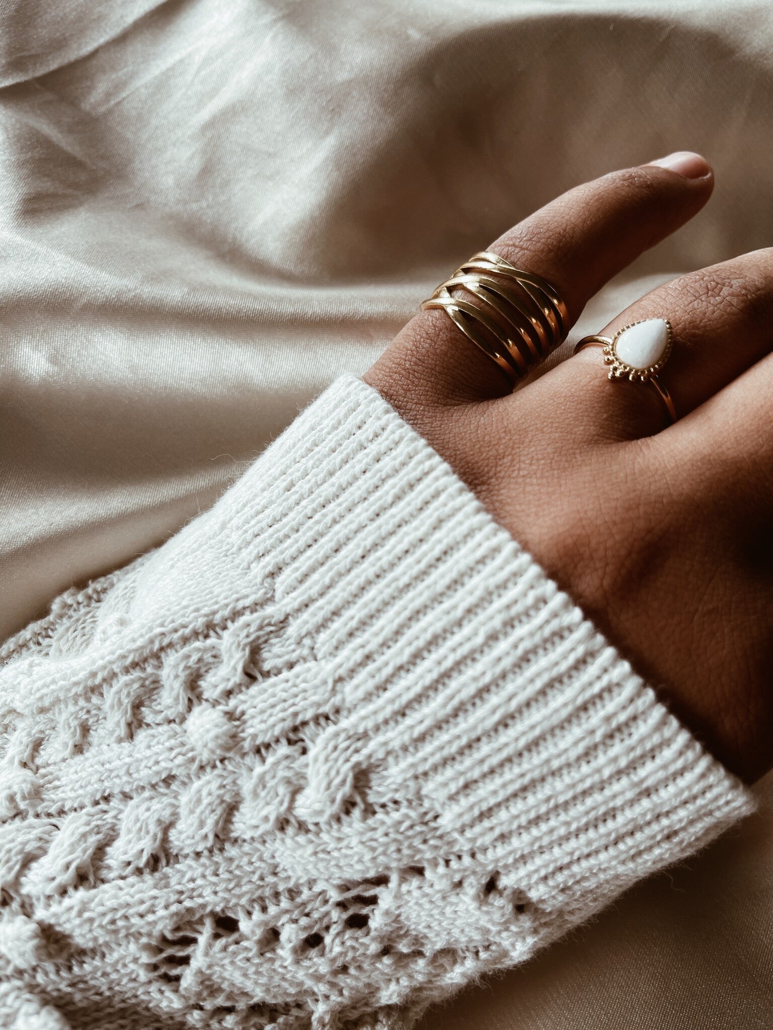 Lara - Ring - Naturstein - Edelstahl - verstellbar