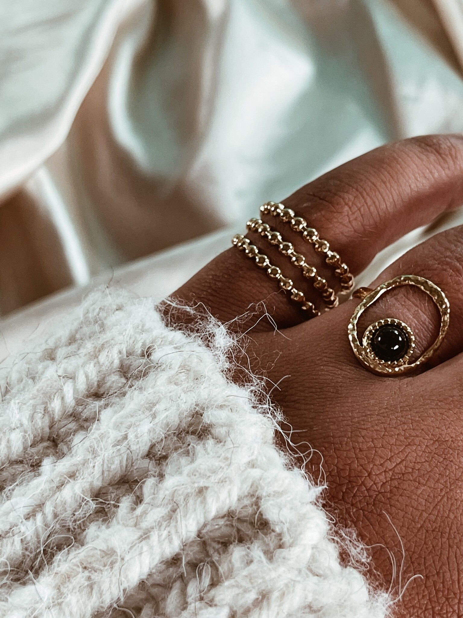 Lucia - Ring - Natural Stone - Stainless Steel - Adjustable