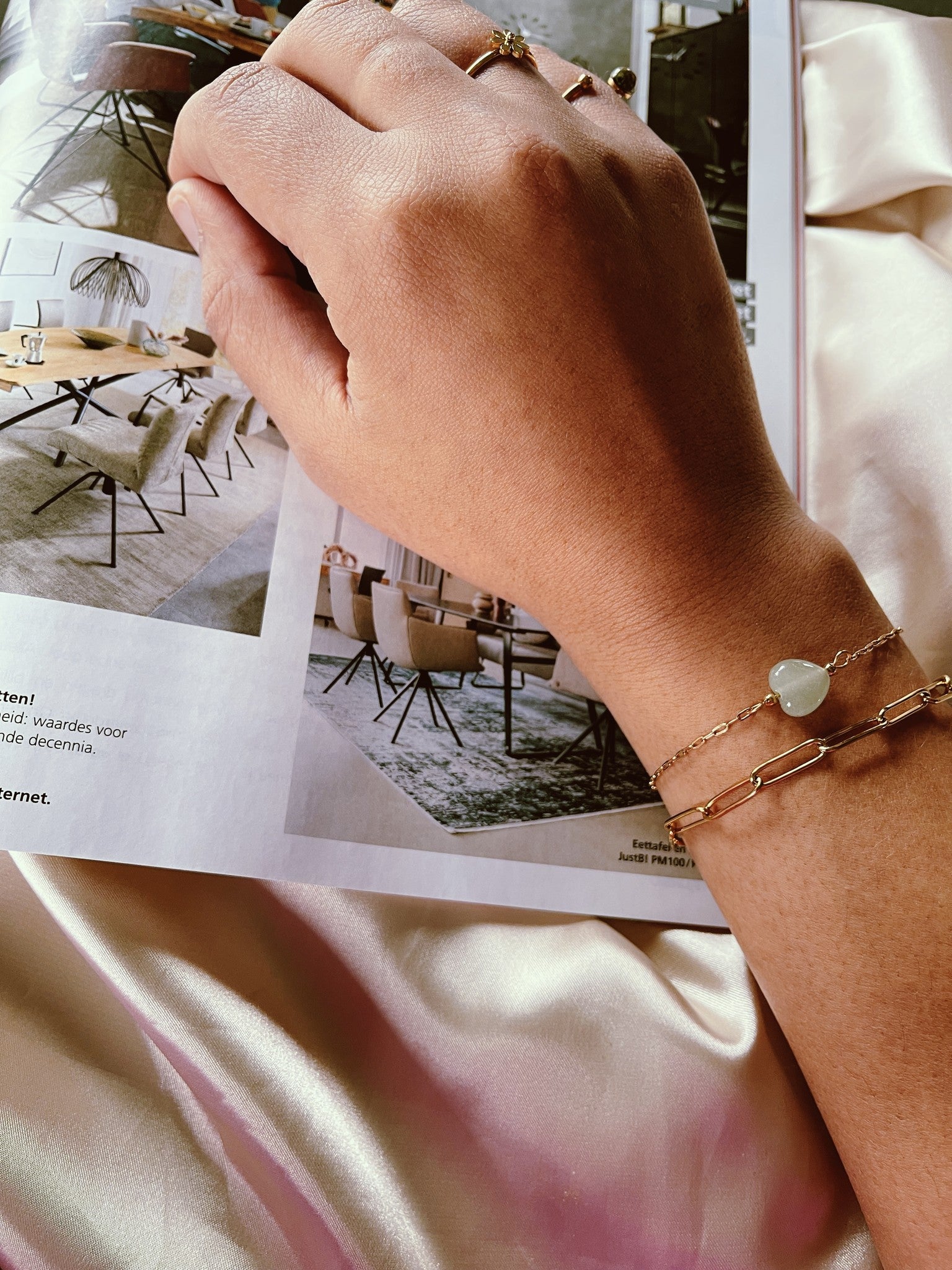 Natural Heart - Bracelet - Natural Stone - Stainless Steel