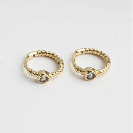 Zirconia Corazón - Pendientes - Acero inoxidable