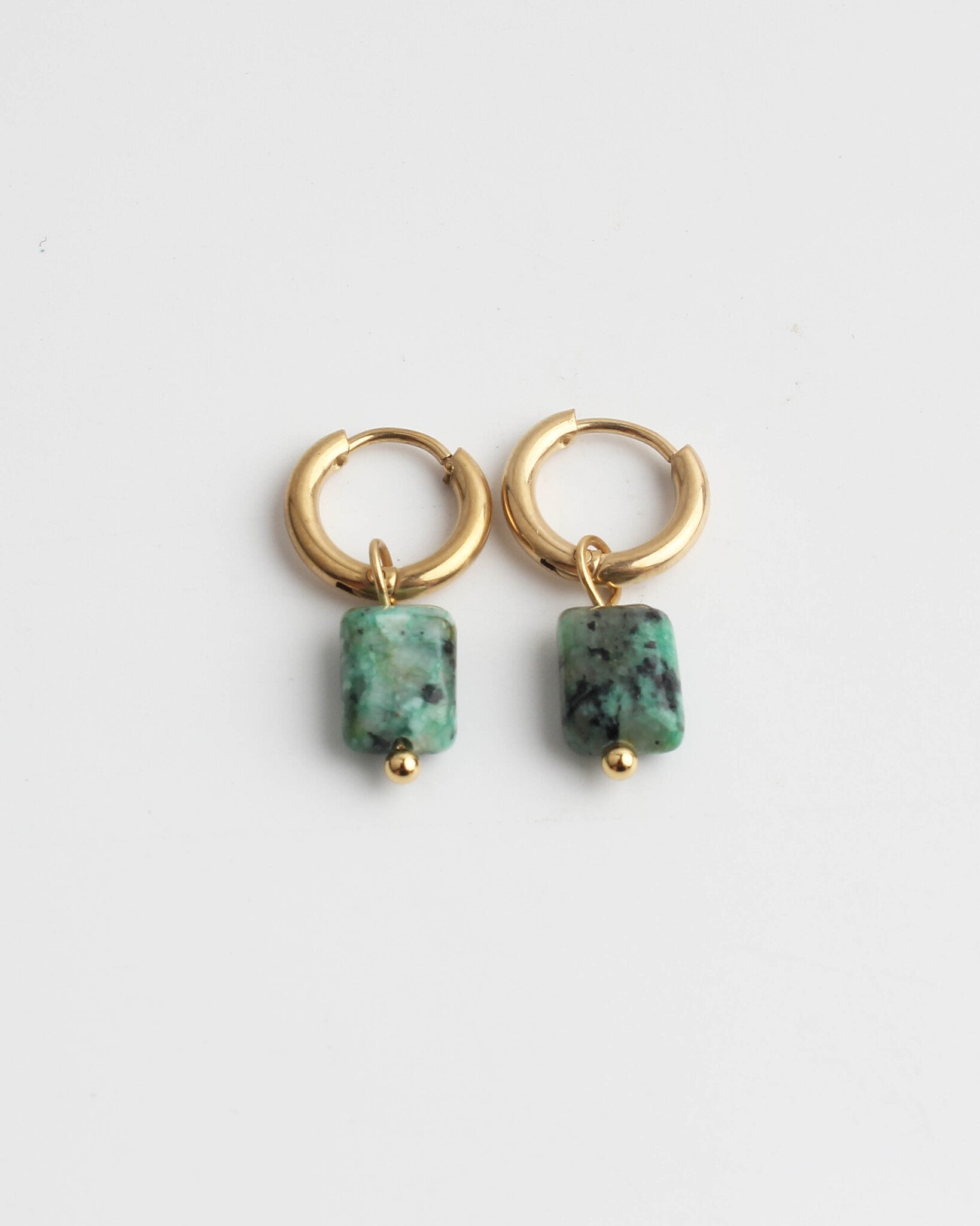 Pietra quadrata - Orecchini -  Pietra naturale - Acciaio inossidabile