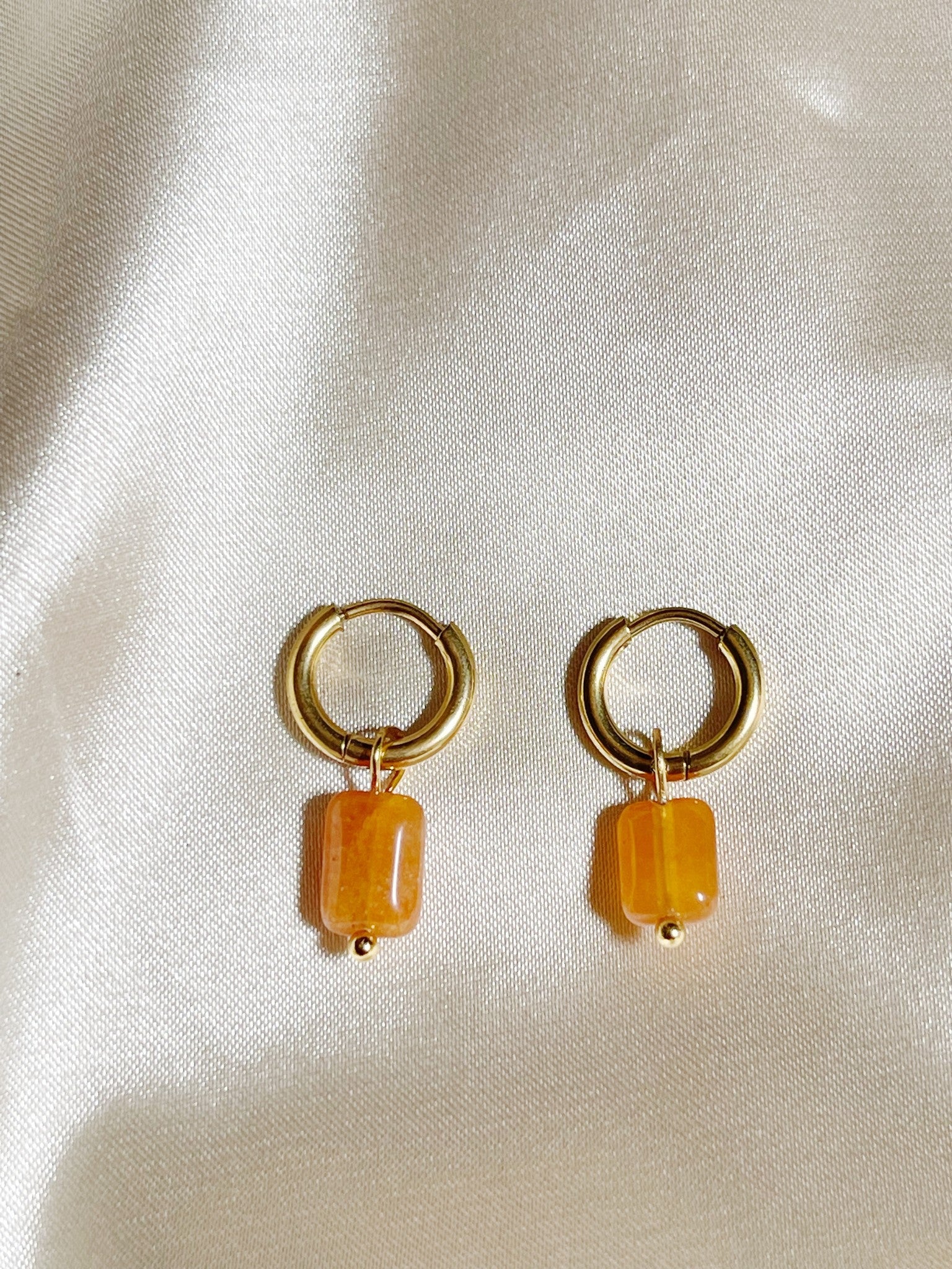 Pietra quadrata - Orecchini -  Pietra naturale - Acciaio inossidabile