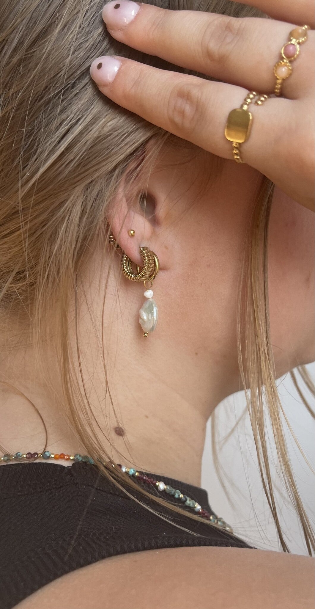 Thalia - Earrings - Pearl - Stainless Steel