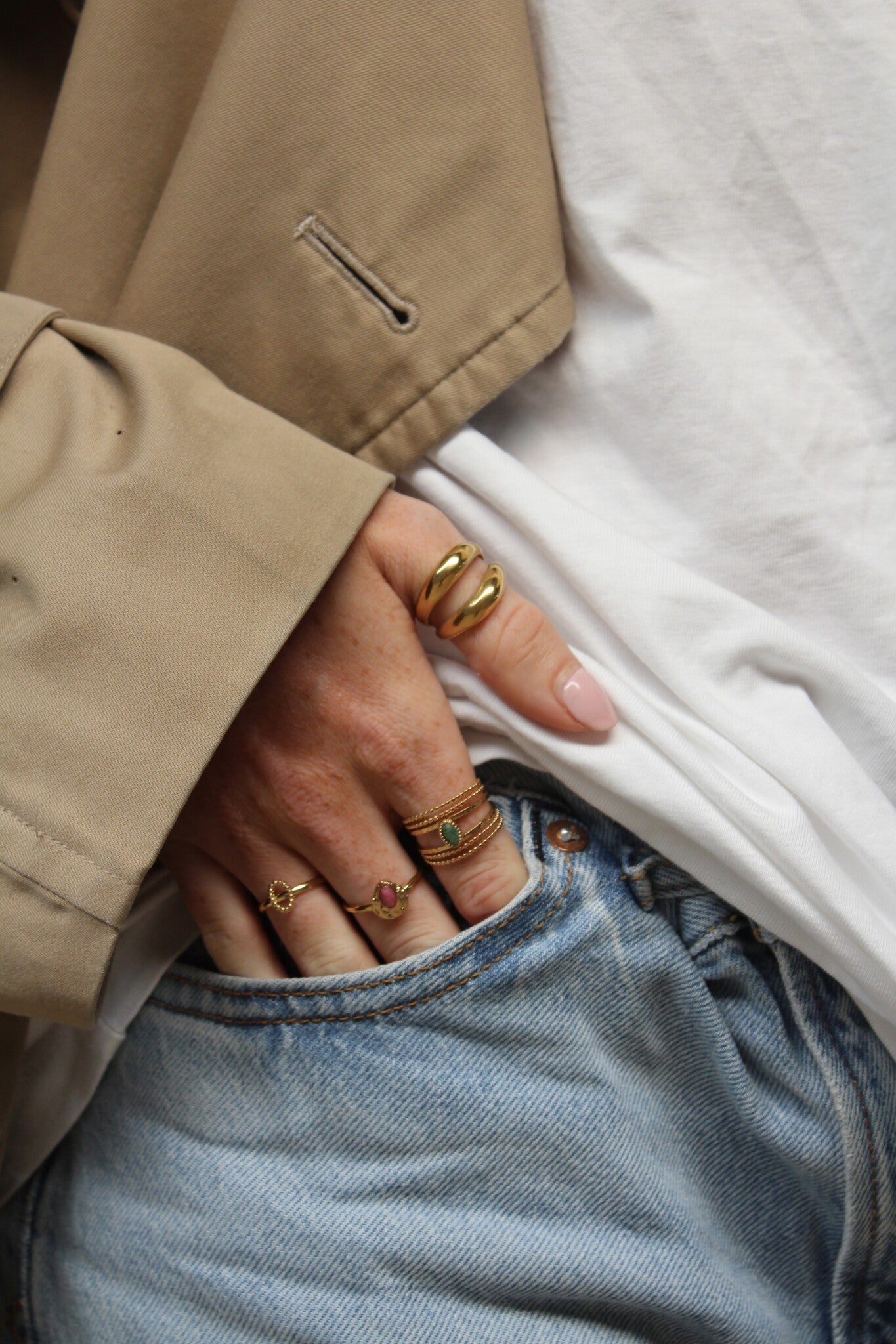 Liria - Ring - Naturstein - Edelstahl - Verstellbar