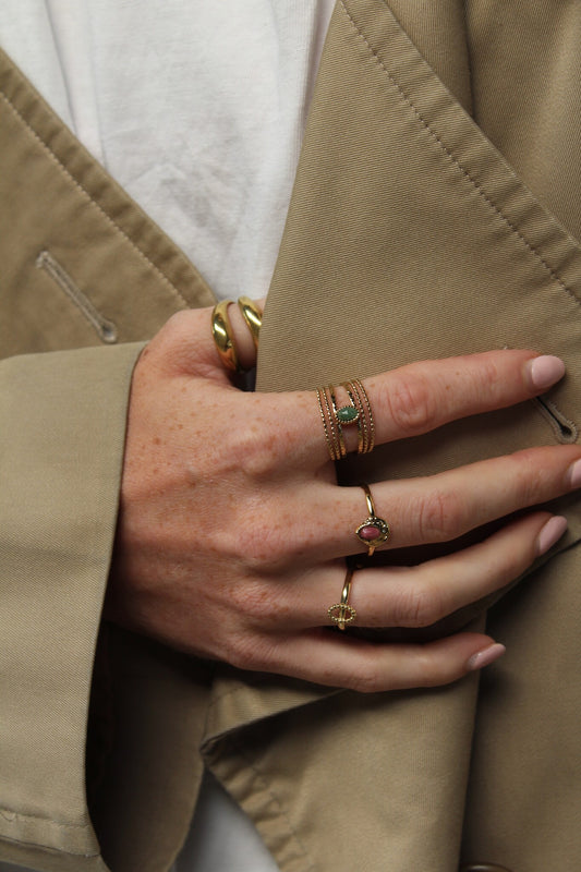 Liria - Anillo - Piedra natural - Acero inoxidable - Ajustable