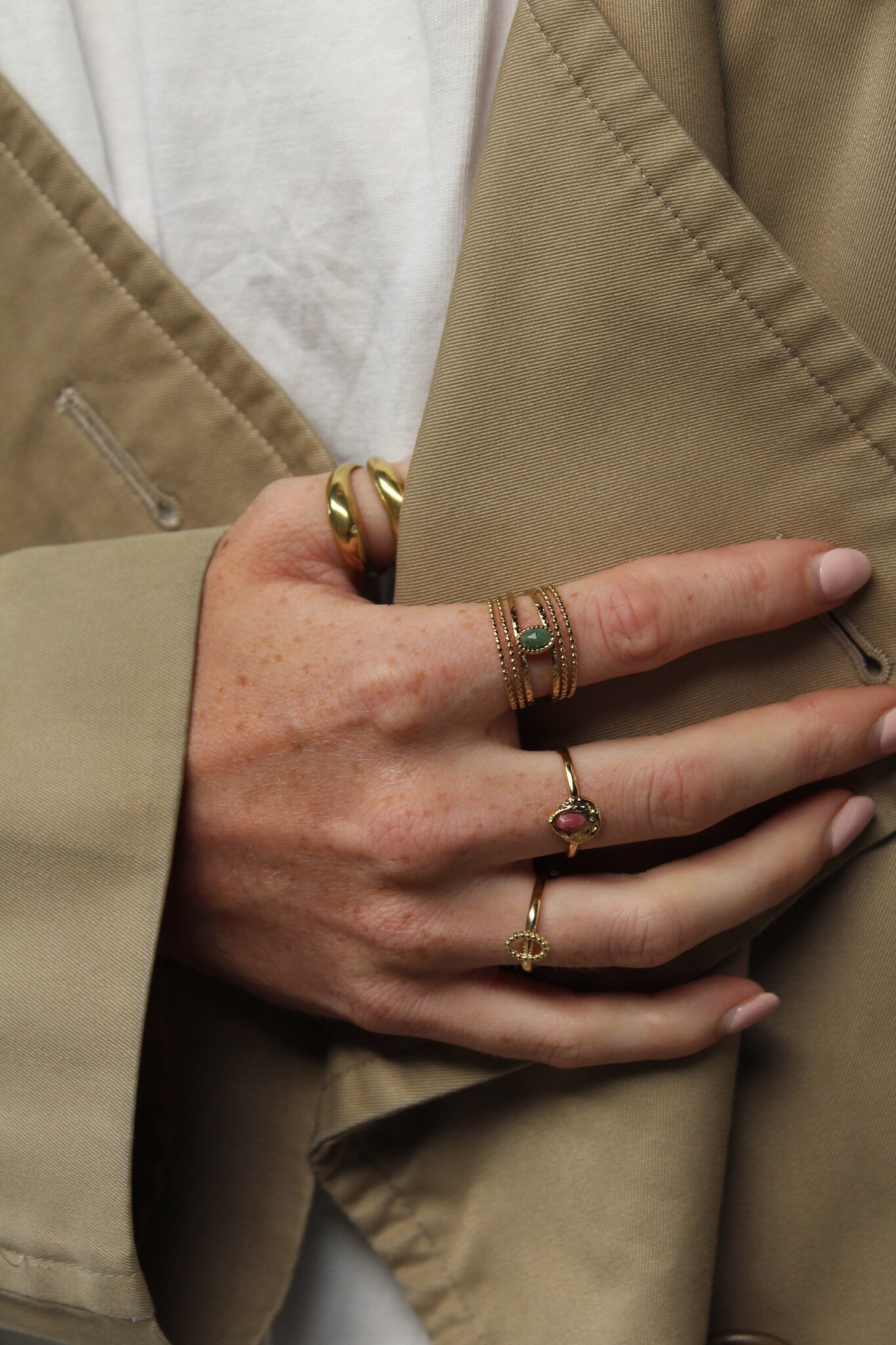 Liria - Ring - Naturstein - Edelstahl - Verstellbar