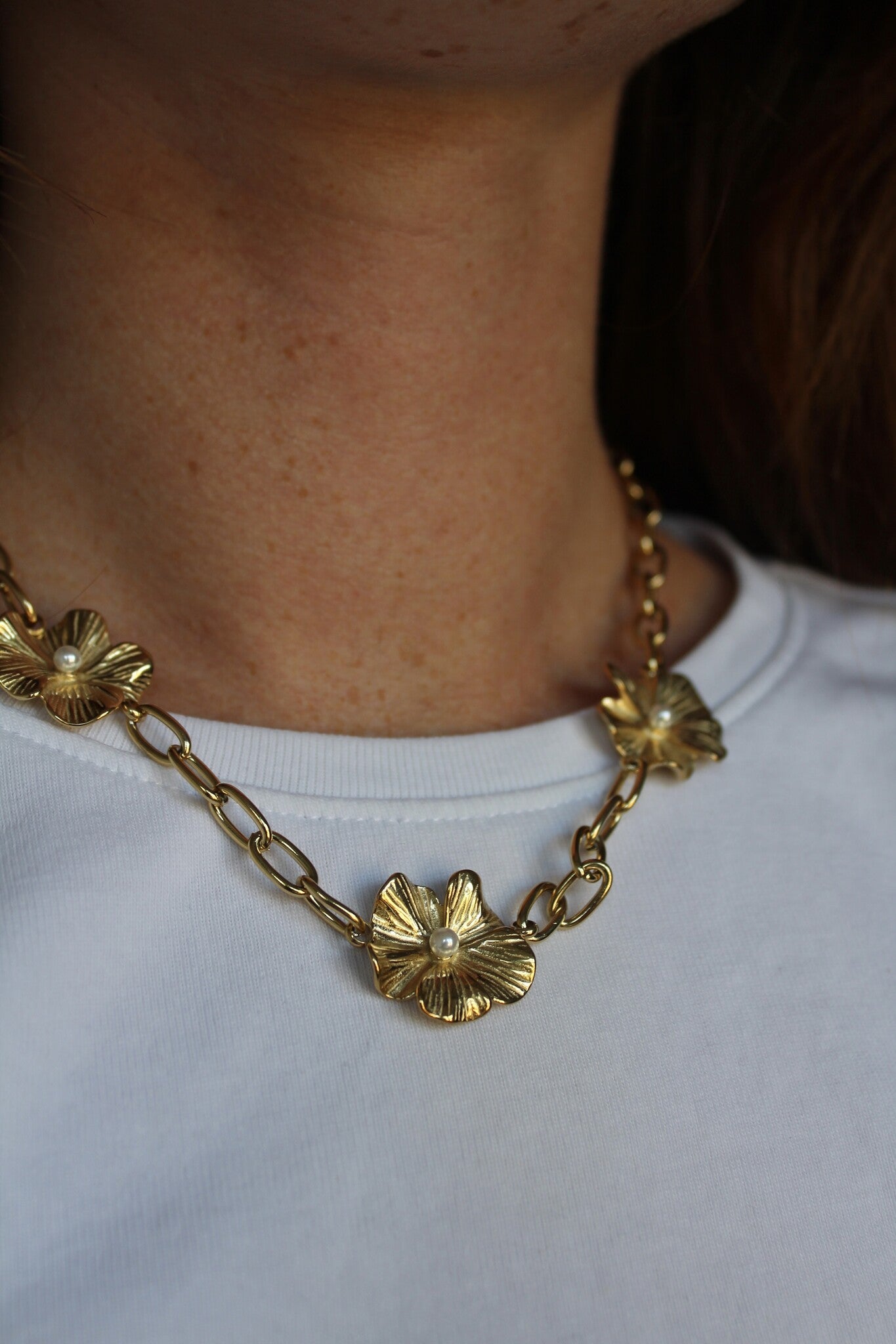Three Flowers - Collar - Acero inoxidable