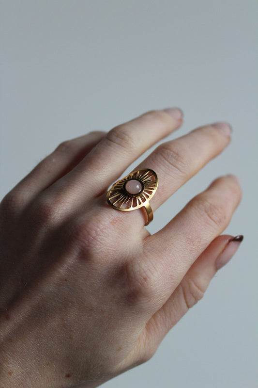 Claudia - Ring - Natural Stone - Stainless Steel - Adjustable