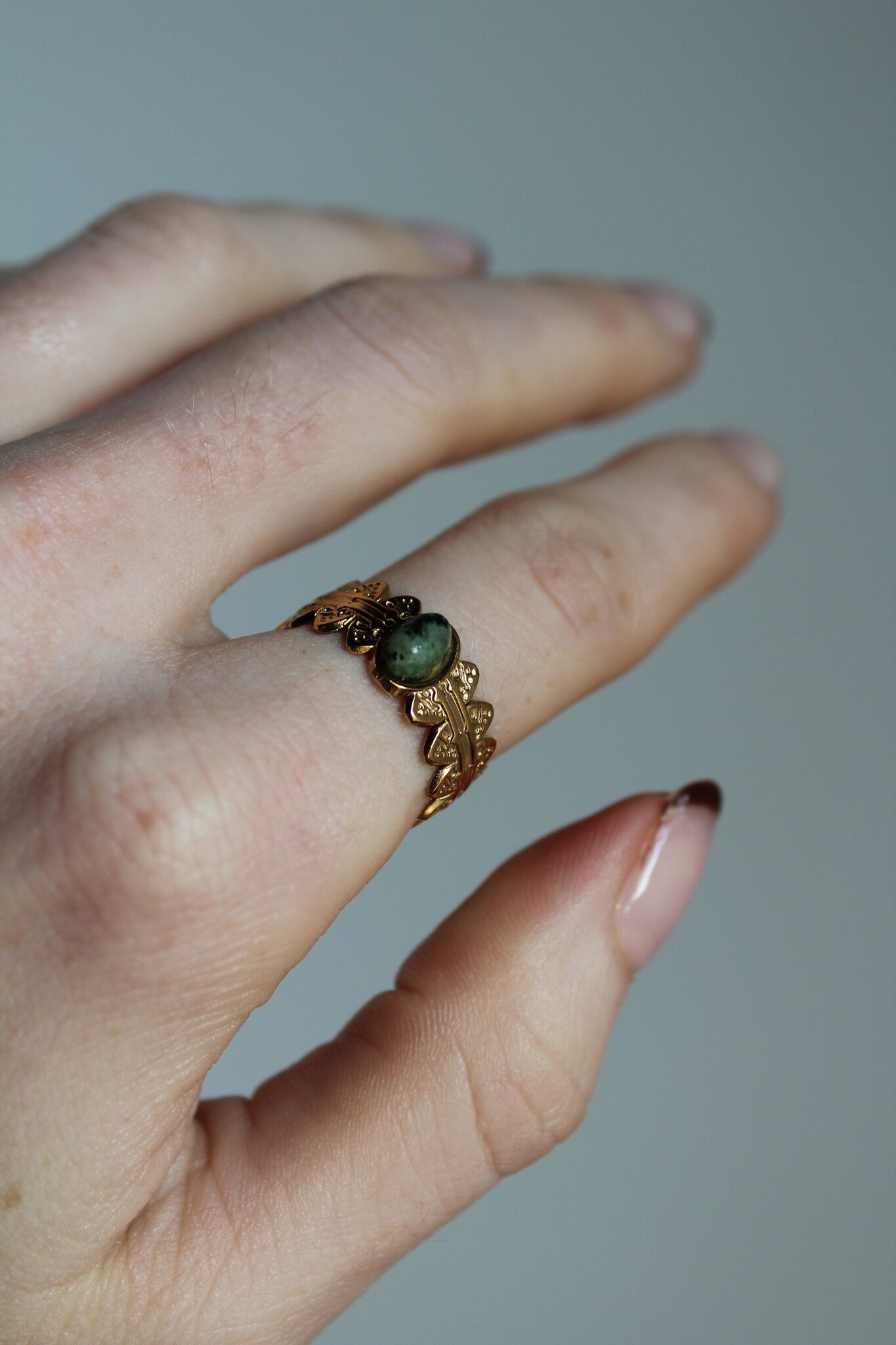 Didi - Ring - Natuursteen - Stainless steel - Verstelbaar