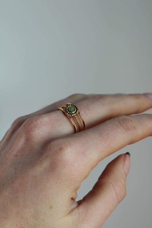 Francis - Ring - Natural Stone - Stainless Steel - Adjustable