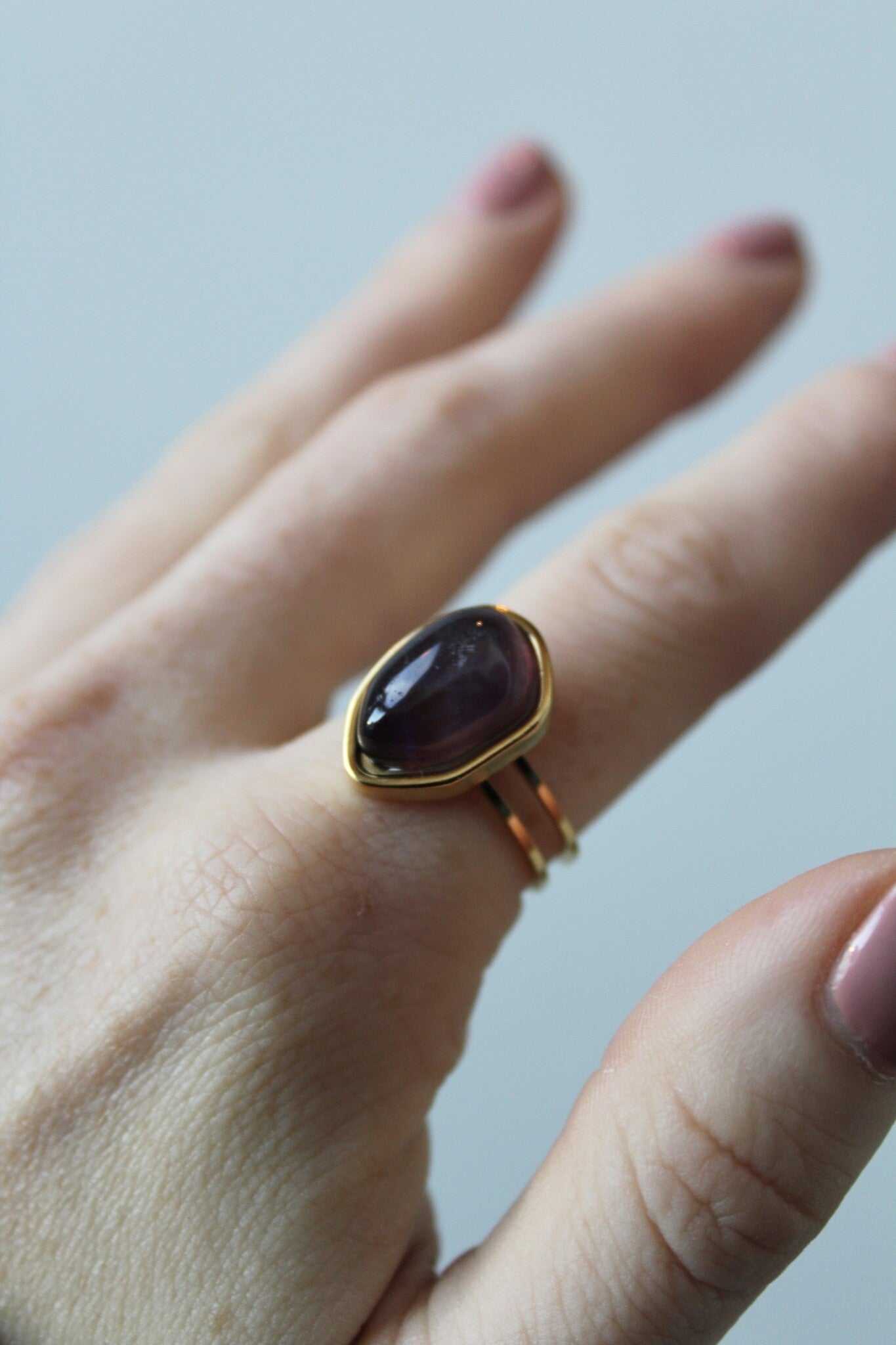 Doloris - Bague - Pierre naturelle - Acier inoxydable - Ajustable