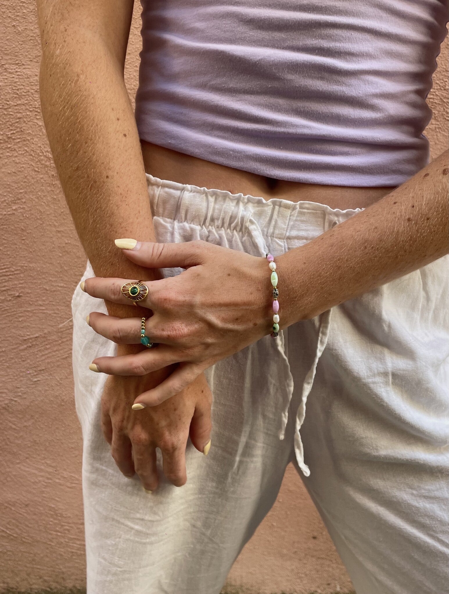 Claudia - Ring - Naturstein - Edelstahl - Verstellbar